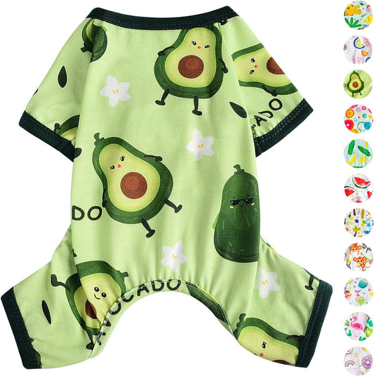 Dog Pajamas Pjs Spring Summer Dog Clothes for Small Dogs Girl - Boy - Medium Size Dogs, Soft Stretchy Puppy Clothes Doggie Onesies Cat Pet Jammies Outfit (Avocado Green, Small)