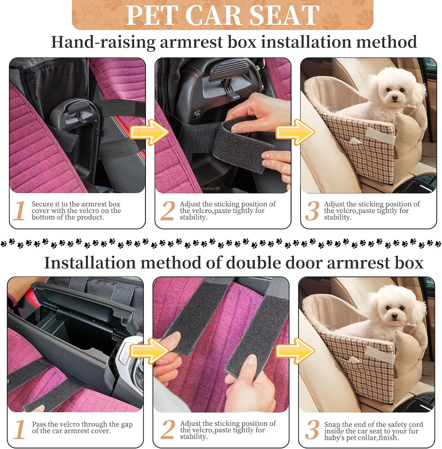 Dog Car Seat for Small Dog Booster Seat Middle Console Doggie Seat Puppy Car Seat for Small Dogs 0-15 Ibs(Brown)