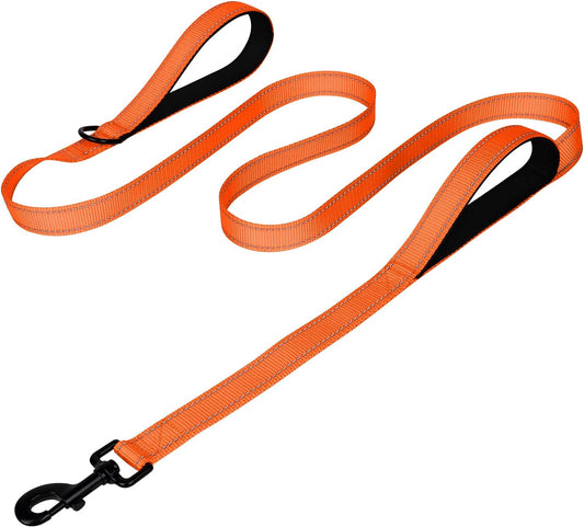 Joytale Dog Leash Heavy Duty for Large Dogs That Pull, Double Handle Dog Leash for Traffic Control, Double-Sided Reflective Leash for Night Safety, Dog Leash for Large Medium Dogs, 5FT, Orange