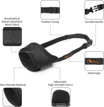 HEELE Dog Muzzle, Soft Mesh Breathable Muzzle with Adjustable Straps for Small Medium Large Dogs, Prevent Biting, Licking and Chewing, Allow Drinking Panting Green Medium