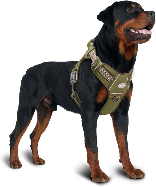 Auroth Tactical Dog Harness for Small Medium Large Dogs No Pull Adjustable Pet Harness Reflective K9 Working Training Easy Control Pet Vest Military Service Dog Harnesses L,Green