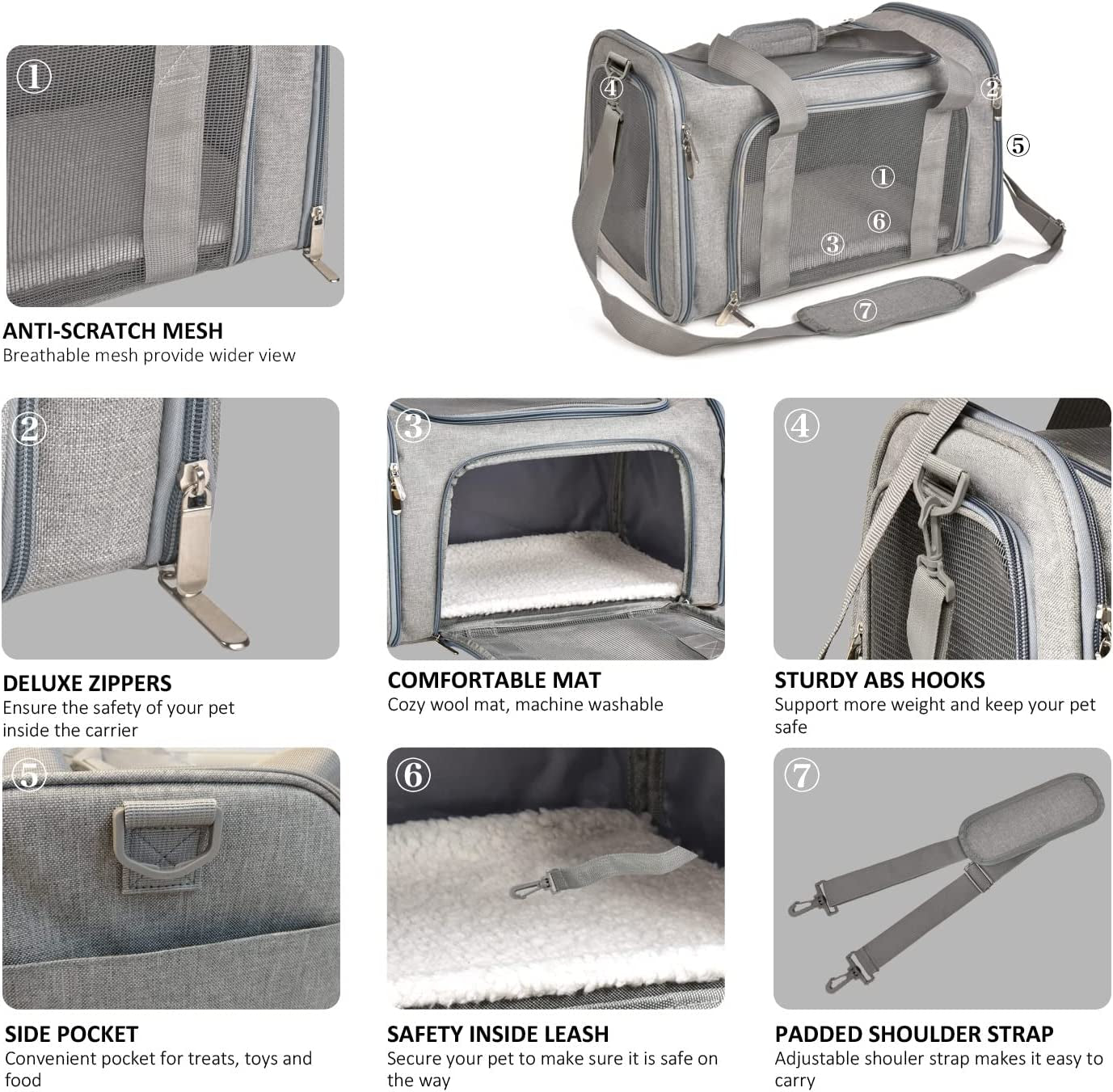 Henkelion Large Cat Carriers Dog Carrier Pet Carrier for Large Cats Dogs Puppies up to 25Lbs, Big Dog Carrier Soft Sided, Collapsible Travel Puppy Carrier - Large - Blue