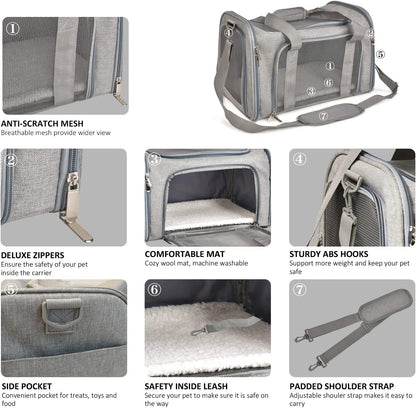 Henkelion Large Cat Carriers Dog Carrier Pet Carrier for Large Cats Dogs Puppies up to 25Lbs, Big Dog Carrier Soft Sided, Collapsible Travel Puppy Carrier - Large - Blue