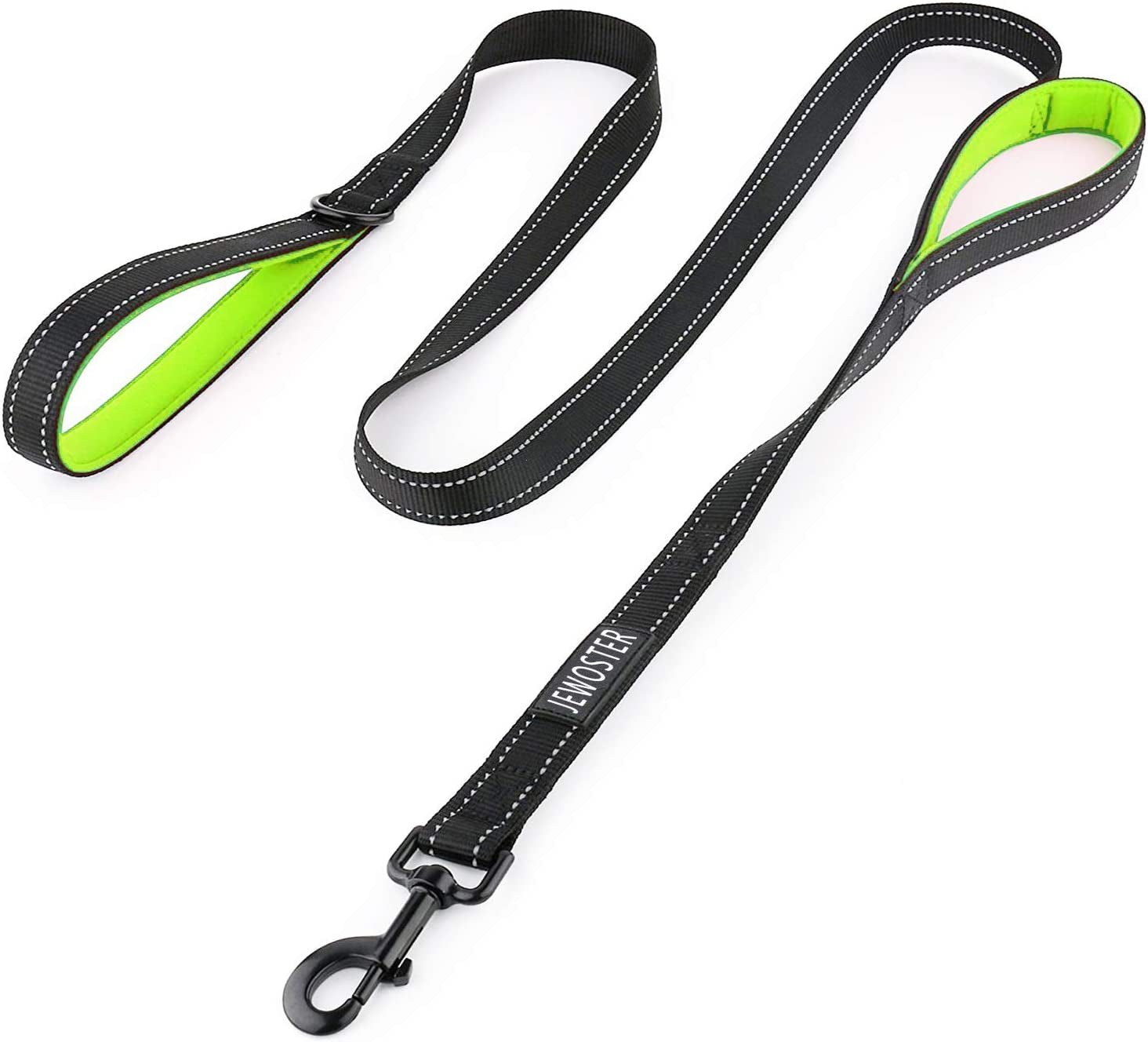 Heavy Duty Dog Leash - 2 Handles by Padded Traffic Handle for Extra Control, 6Foot Long - Perfect for Medium to Large Dogs (6 Ft, Black Green)