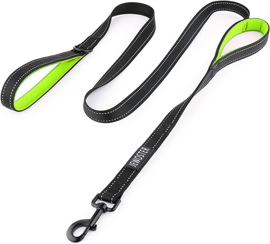 Heavy Duty Dog Leash - 2 Handles by Padded Traffic Handle for Extra Control, 6Foot Long - Perfect for Medium to Large Dogs (6 Ft, Black Green)