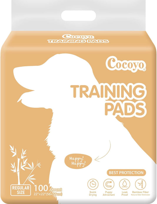 COCOYO Earth Friendly Bamboo Training Pads | Eco Friendly Puppy Pads for All Dogs | 100 Super Absorbent Puppy Training Pads, Deodorizing Dog Training Pads for Pets