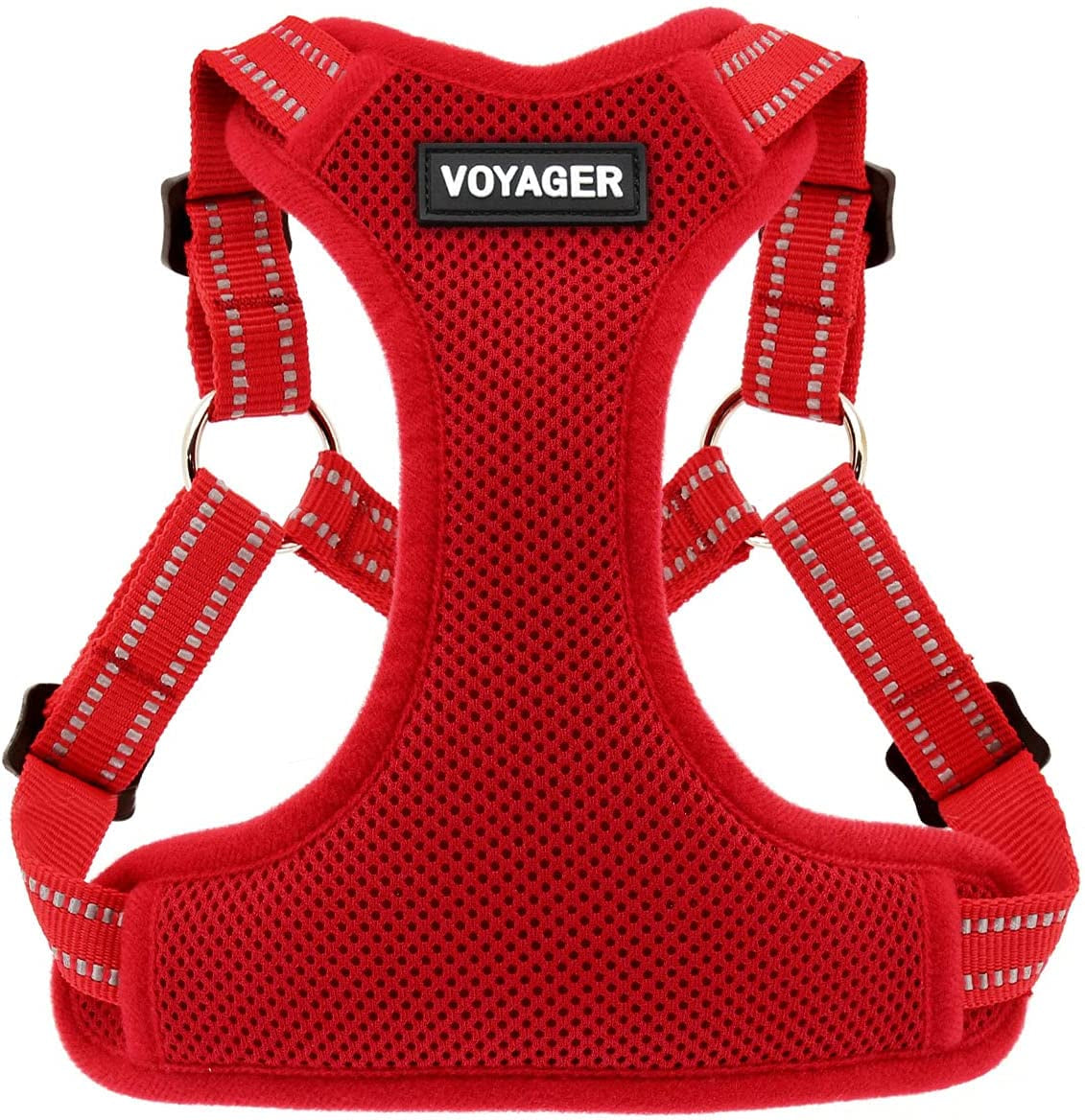 Aerolite No Pull Mesh Dog Harness with Lightweight, Soft, Breathable Chest Coverage, Reflective Stitching, and Adjustable Straps for Walking, Running, Training, Heavy Duty and Durable - Red, L