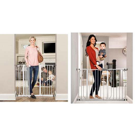 Regalo 37-Inch Extra Tall and 49-Inch Wide Walk Thru Baby Gate & Easy Step 49-Inch Extra Wide Baby Gate, Includes 4-Inch and 12-Inch Extension Kit, 4 Pack of Pressure Mount Kit and 4 Pack