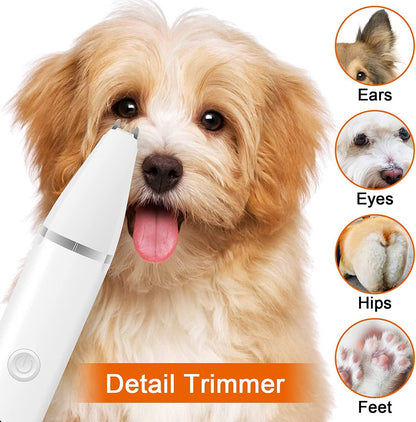 Dog Clippers Grooming Kit Hair Clipper-Low Noise Paw Trimmer- Rechargeable - Cordless Quiet Nail Grinder Shaver for Cats and Other Pets