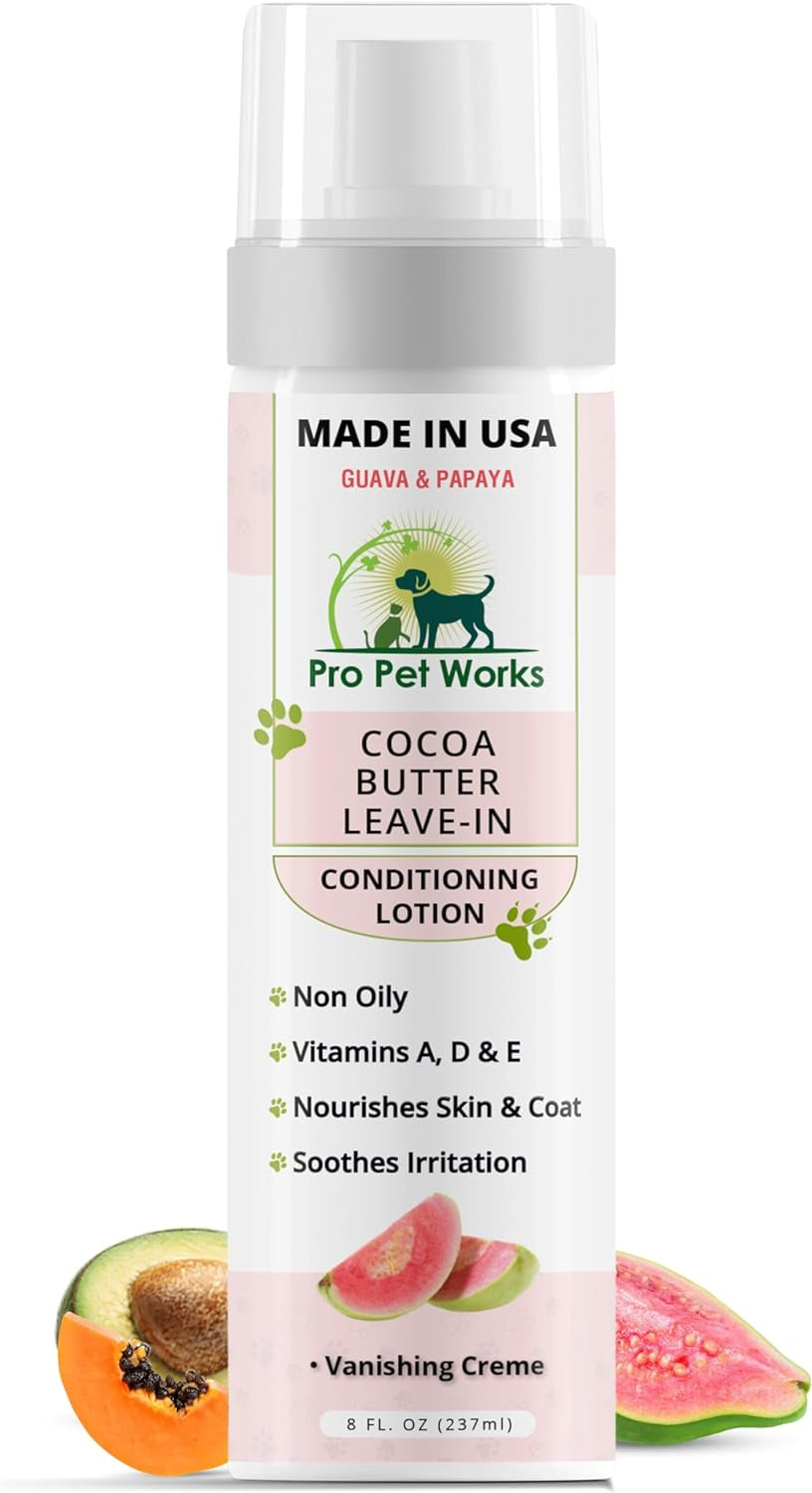 5 in 1 Cocoa Butter Leave-In Conditioner Lotion for Dogs & Cats-Pet Hot Spot Cream & Balm for Allergies, Dermatosis, Paw Fungus or Dry Itchy Skin-Helps Heal Small Cuts & Abrasions