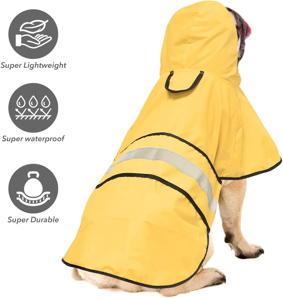 Reflective Dog Raincoat - Adjustable Hooded Pet Rain Coat Jacket, Waterproof Dog Slicker Poncho for Small to X- Large Dogs and Puppies (Red, X-Large)