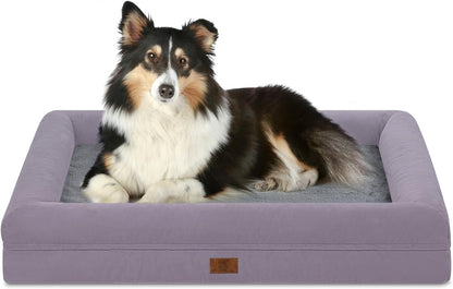 Large Dog Bed, Purple Orthopedic Dog Bed, Washable Dog Bed with [Removable Bolster], Waterproof Dog Bed with Nonskid Bottom, Pet Bed, Dog Beds for Large Dogs