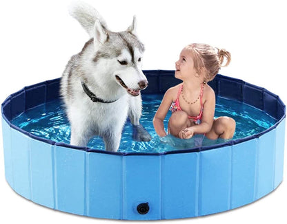 Jasonwell Foldable Dog Pet Bath Pool Collapsible Dog Pet Pool Bathing Tub Kiddie Pool Doggie Wading Pool for Puppy Small Medium Large Dogs Cats and Kids 71" Blue