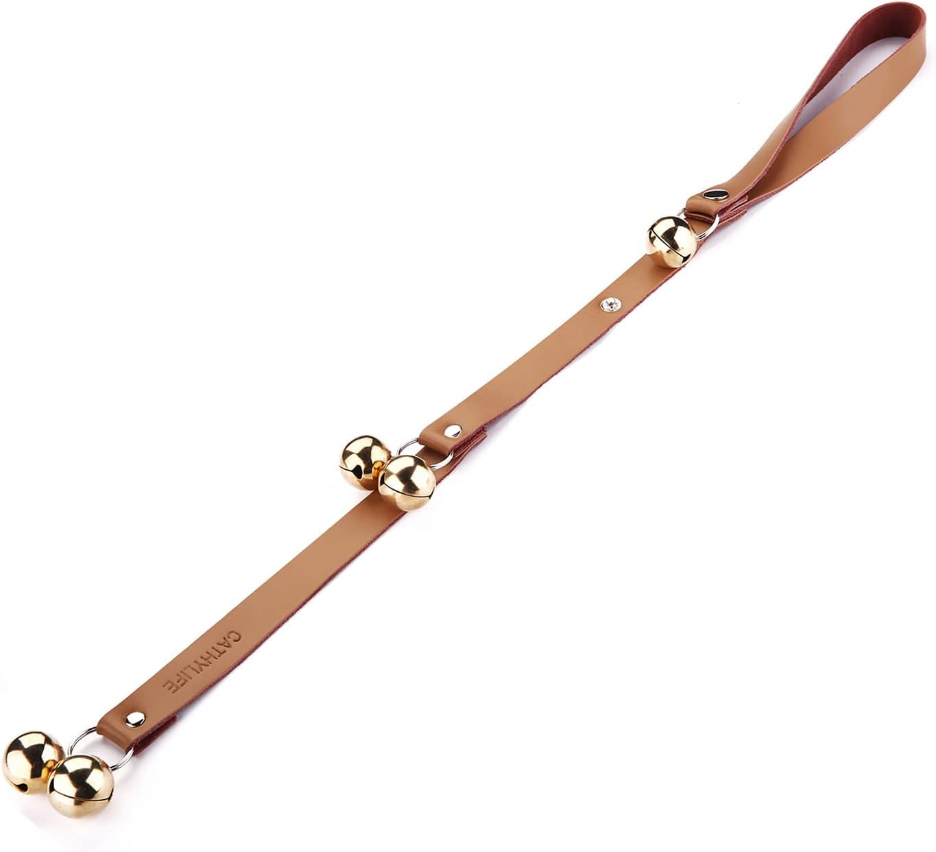 Leather Dog Doorbells for Door Knob/Potty Training/Go Outside, Length Adjustment Copper Dog Bell, Housetraining Hanging Bell, Brown Leather Silver Bells.