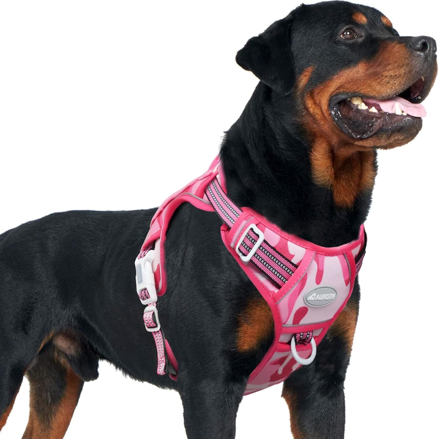 Auroth Tactical Dog Harness for Small Medium Large Dogs No Pull Adjustable Pet Harness Reflective K9 Working Training Easy Control Pet Vest Military Service Dog Harnesses Extra Large, Pink Camo