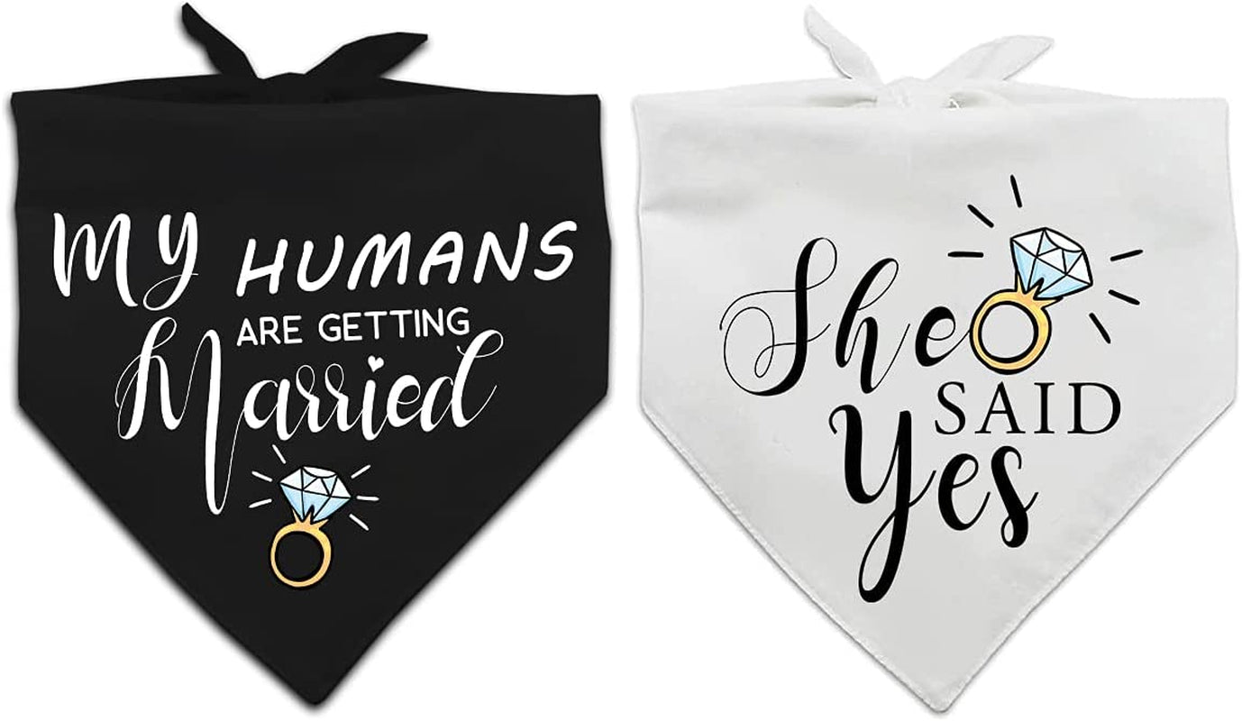 Engagement Gifts, My Humans are Getting Married She Said Yes Dog Bandana for Wedding Engagement Photos, Bridal Shower Gift,Dog Wedding Outfit, Dog Engagement Announcement, Bride to Be Gifts