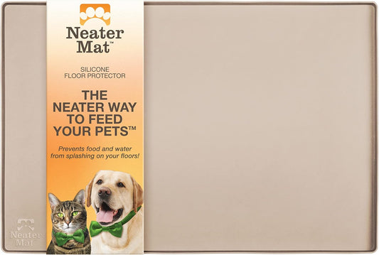 Neater Pet Brands Neater Mat - Waterproof Silicone Pet Bowls Mat - Protect Floors from Food & Water (Cappuccino, 24" X 16" Silicone)