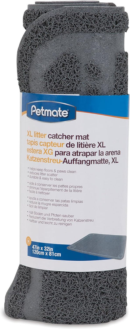 Petmate Litter Catcher Mat Extra Large, Grey, Model:22990 47X32X0.25 Inch (Pack of 1)