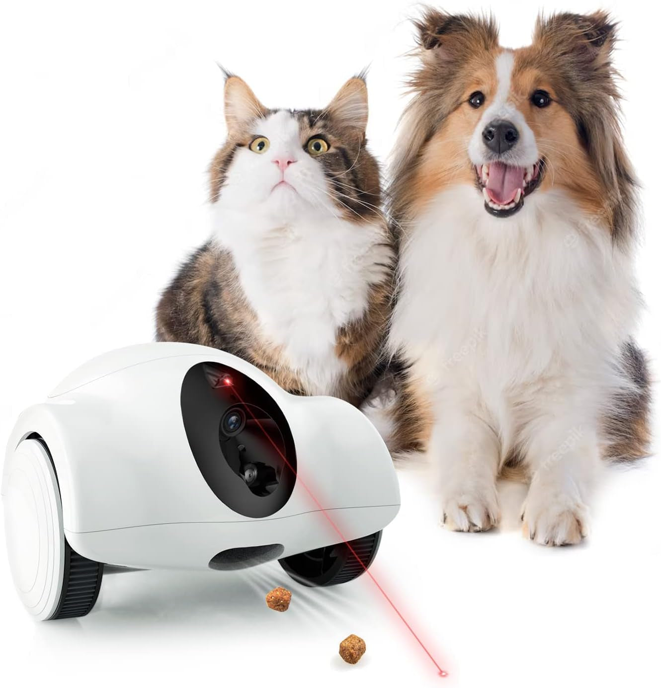 Dog Camera, 15 Days Long Standby Pet Robot for Dog Treat Camera, 1080P Full HD Dog Camera with Phone APP, 360°Move Freely, 2-Way Audio, No Monthly Fee(2.4G Wifi ONLY)