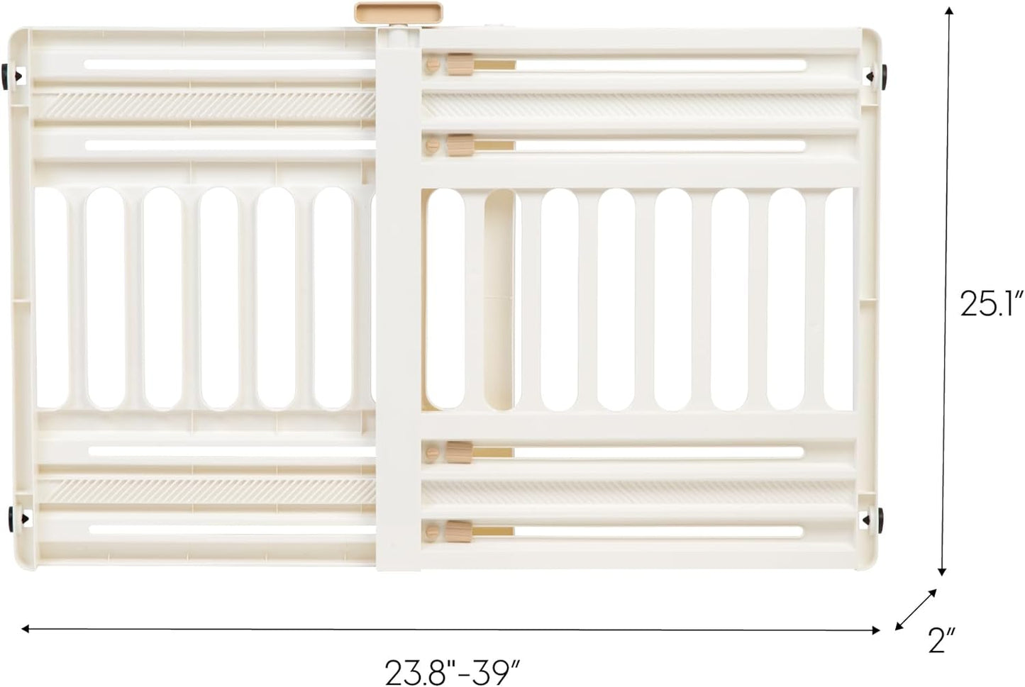 IRIS USA 24"-39" Portable Expandable Pet Gate, Adjustable Pet Barrier for Puppy Small Dog Fits Most Doorways Easy Twist-To-Lock Feature Heavy-Duty Molded Plastic 25" Tall, White