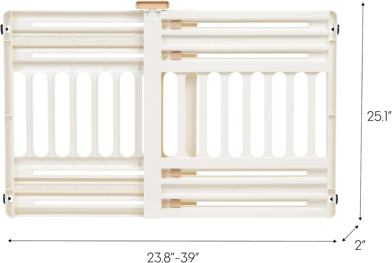 IRIS USA 24"-39" Portable Expandable Pet Gate, Adjustable Pet Barrier for Puppy Small Dog Fits Most Doorways Easy Twist-To-Lock Feature Heavy-Duty Molded Plastic 25" Tall, White