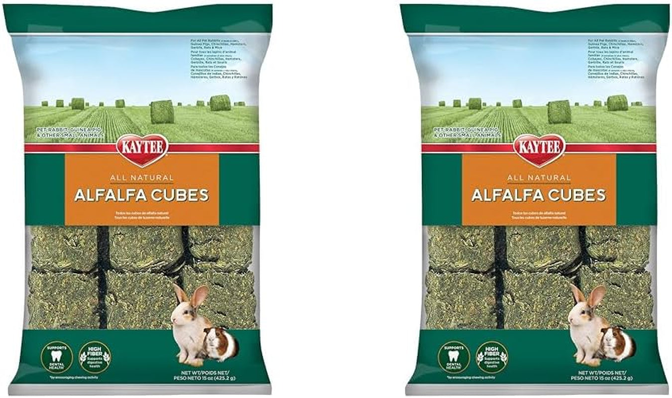 Kaytee Alfalfa Cubes for Rabbits, Guinea Pigs, and Other Small Animals, 15 Oz (Pack of 2)