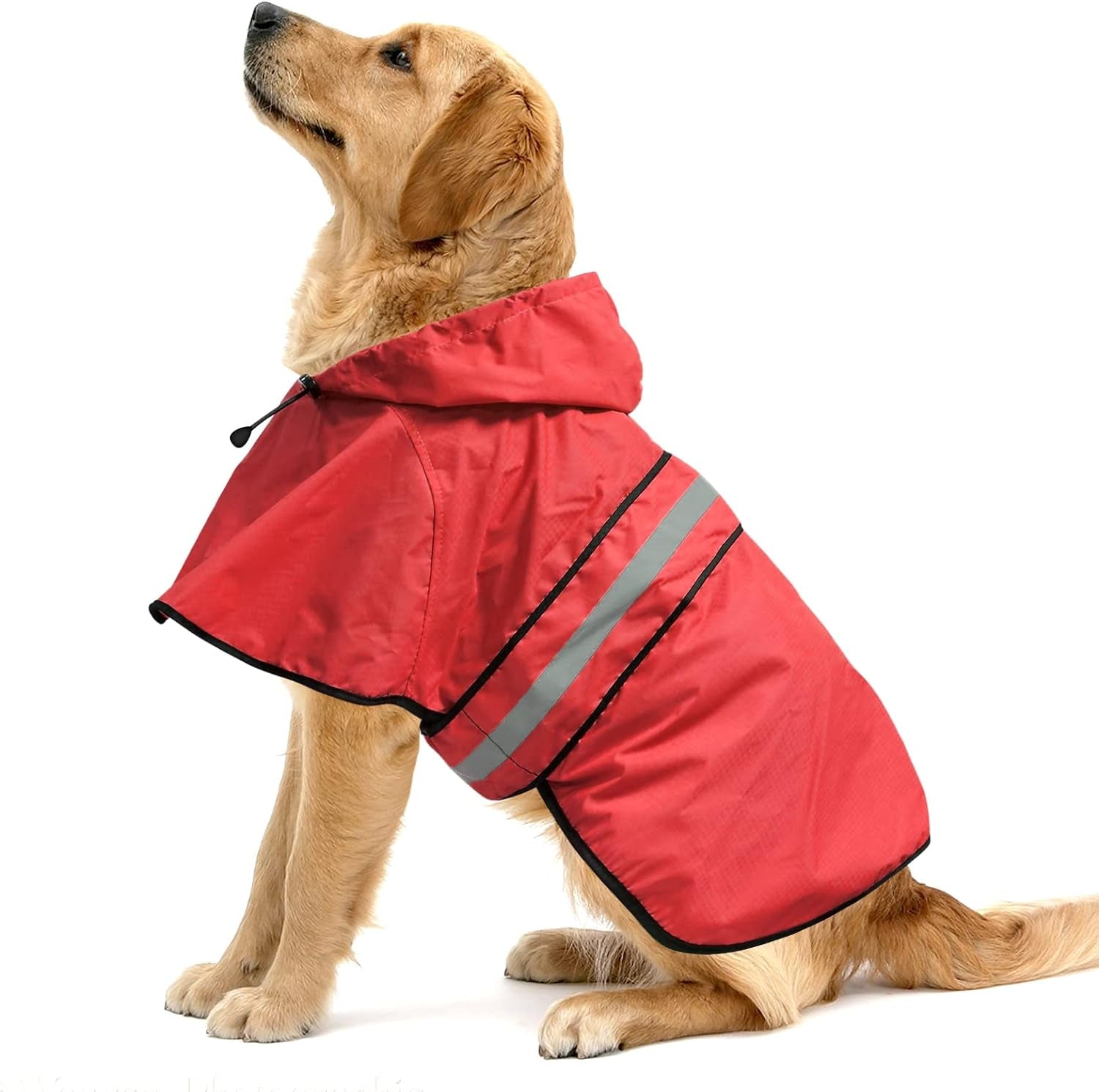 Reflective Dog Raincoat - Adjustable Hooded Pet Rain Coat Jacket, Waterproof Dog Slicker Poncho for Small to X- Large Dogs and Puppies (Red, X-Large)