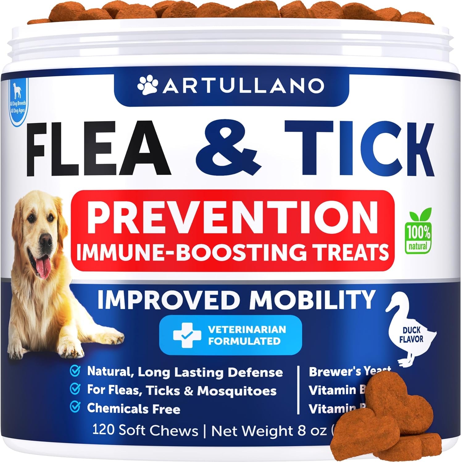 Flea and Tick Prevention for Dogs Chewables - Made in USA - Natural Flea and Tick Supplement for Dogs - Oral Flea Pills for Dogs - Pest Defense - All Breeds and Ages