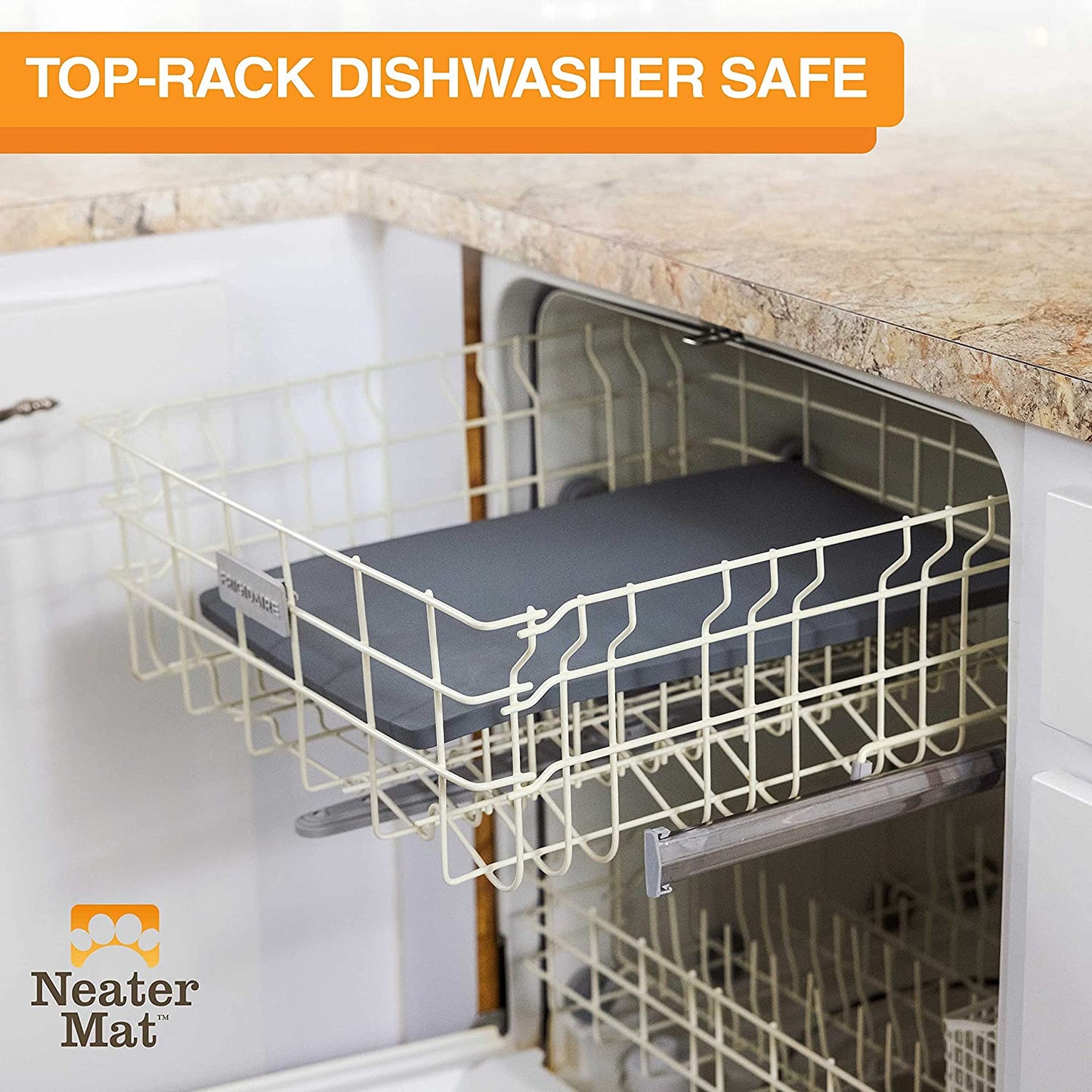 Neater Pet Brands Neater Mat - Waterproof Silicone Pet Bowls Mat - Protect Floors from Food & Water (Dark Blue, 32" X 24" Silicone)