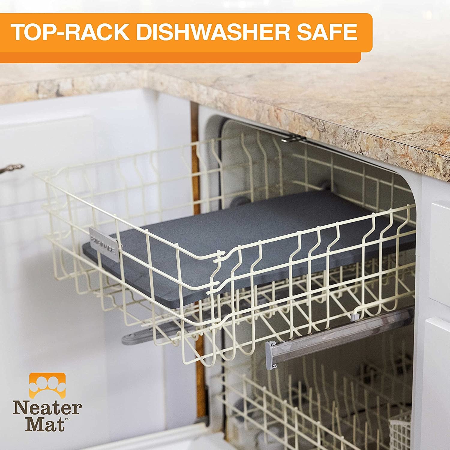 Neater Pet Brands Neater Mat - Waterproof Silicone Pet Bowls Mat - Protect Floors from Food & Water (Dark Blue, 32" X 24" Silicone)