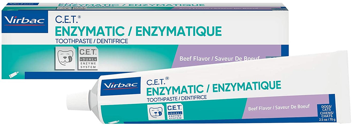 Virbac C.E.T. Enzymatic Toothpaste, Tartar Control, Beef Flavor, 2.5 Oz