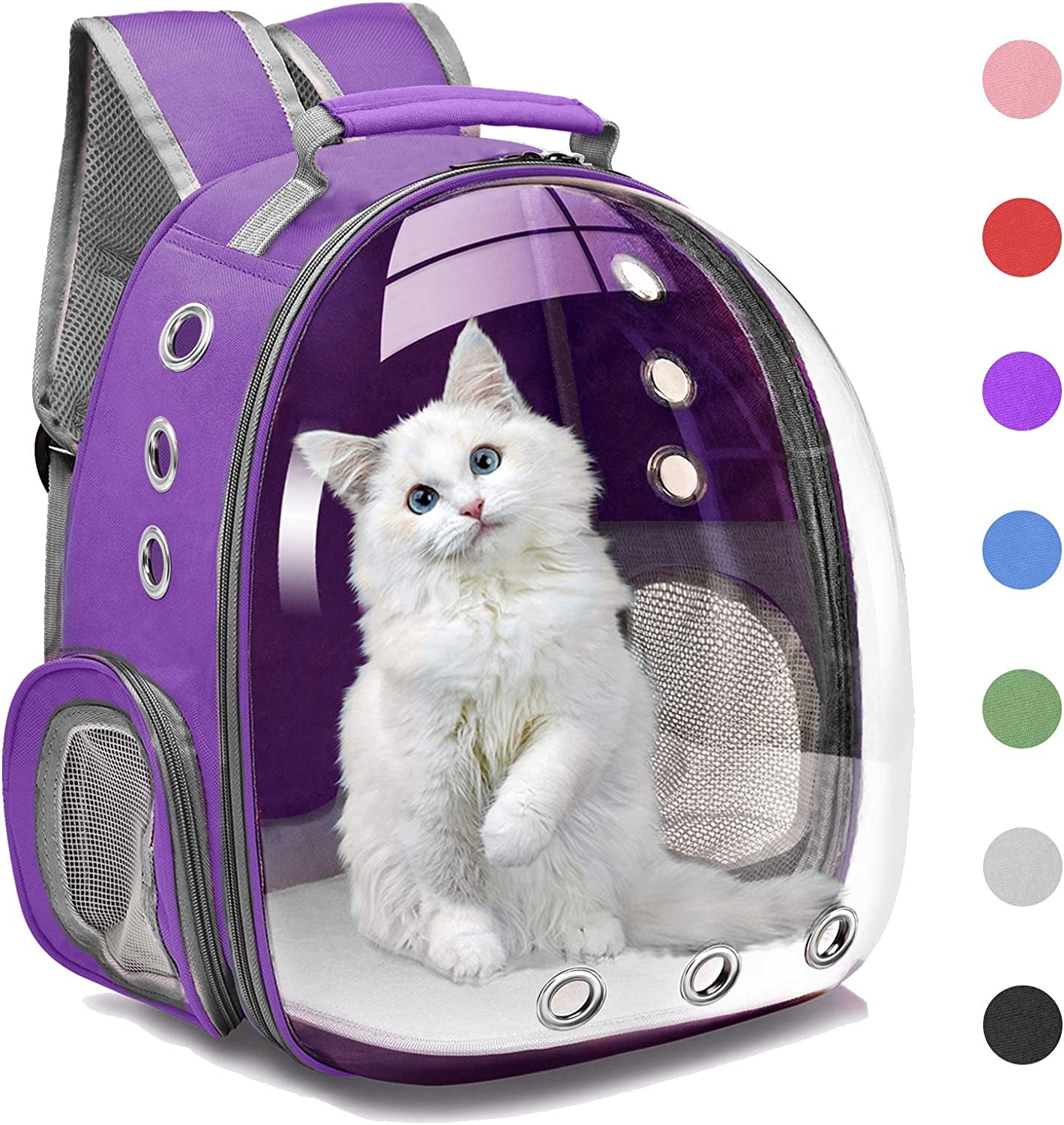 Henkelion Cat Backpack Carrier Bubble Carrying Bag, Small Dog Backpack Carrier for Small Medium Dogs Cats, Space Capsule Pet Carrier Dog Hiking Backpack, Airline Approved Travel Carrier - Purple