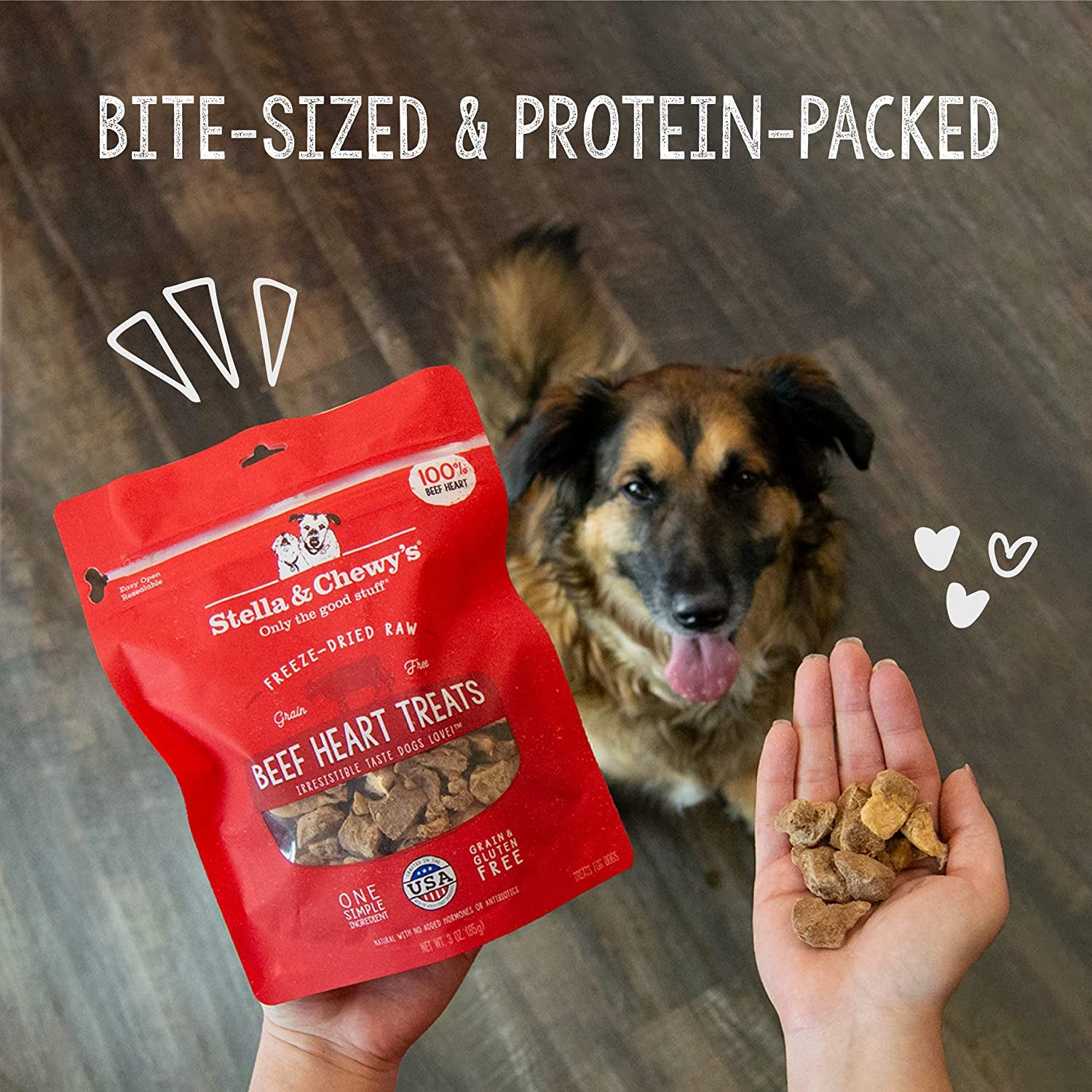 Stella & Chewy'S Freeze-Dried Single Ingredient Heart Treats Bundle (Beef Heart, Chicken Heart, Lamb Heart), 3 Oz Bags