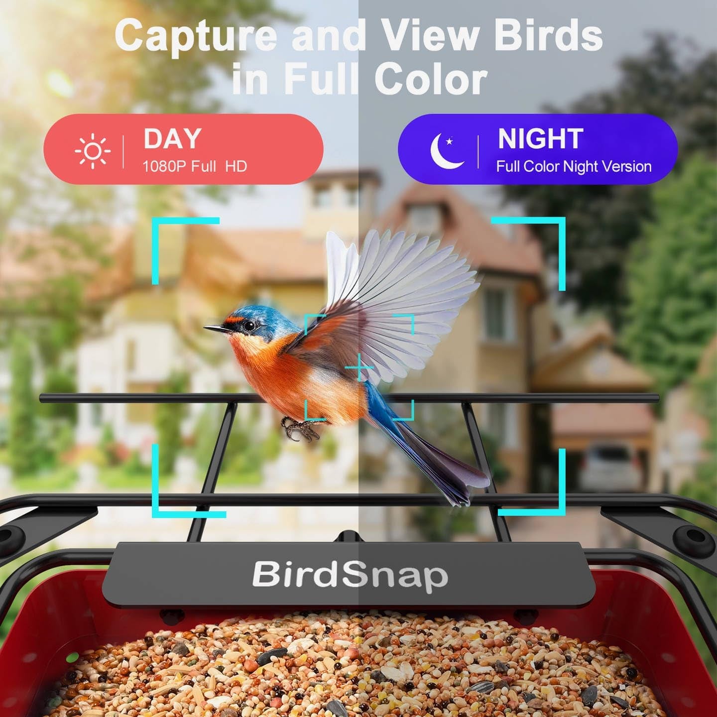 birdsnap® APS - Metal Bird Feeder with Camera Solar Panel 32GB Card, AI Identify 10000+ Birds Camera Feeder, 2K HD Live View Auto Record Bird Video, Ideal Xmas Gift for Bird Lovers