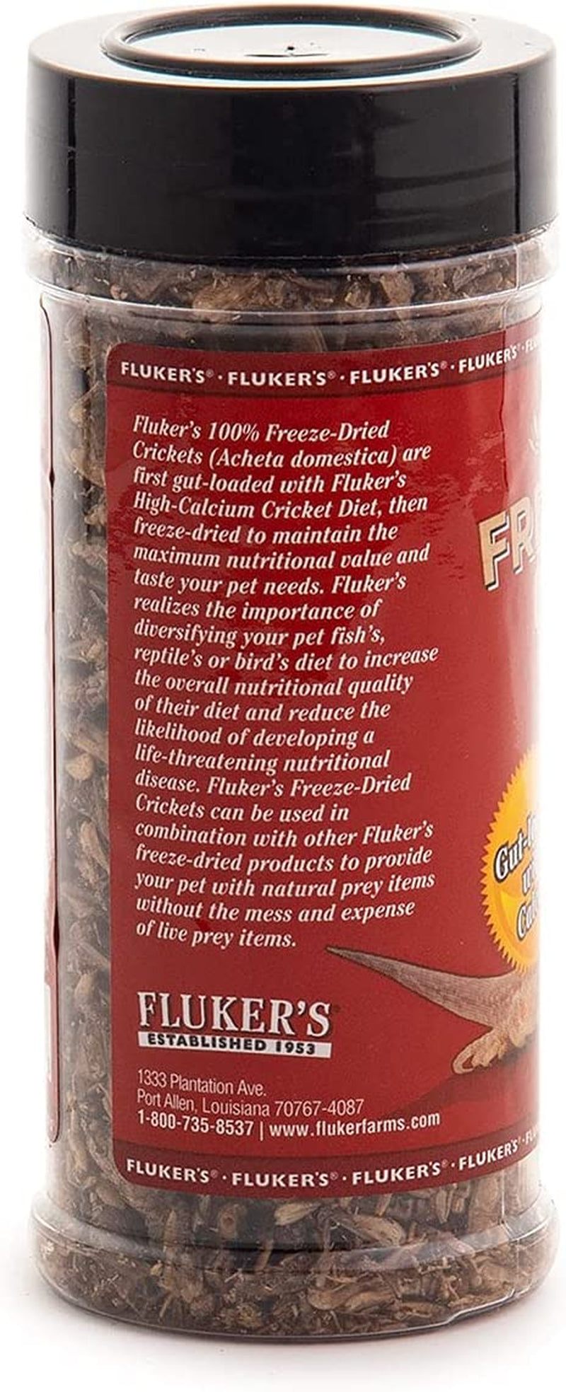 Fluker's Freeze Dried Crickets, Ideal for Reptiles, Birds, and Fish, Packed with Protein and Essential Nutrients, 1.2 oz