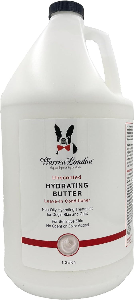 Warren London Hydrating Butter Leave in Pet Conditioner for Dogs | Lotion for Skin and Coat | Aloe Puppy & Dog Conditioner for Hair Detangler, Dry Skin, & Dandruff | Unscented 1Gal