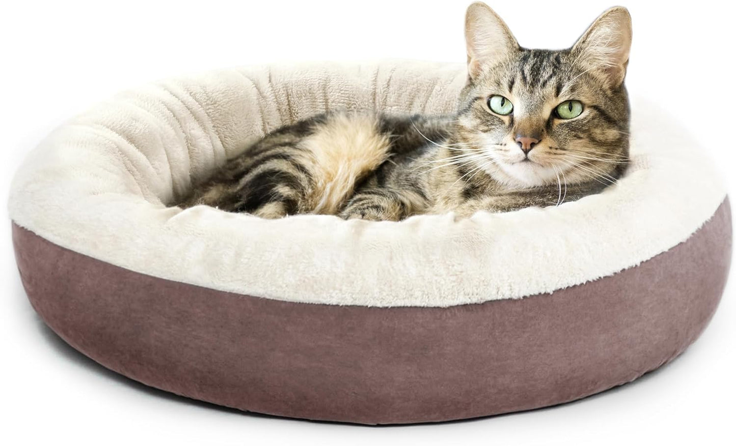 Love'S Cabin round Donut Cat and Dog Cushion Bed, 20In Pet Bed for Cats or Small Dogs, Anti-Slip & Water-Resistant Bottom, Super Soft Durable Fabric Pet Beds, Washable Luxury Cat & Dog Bed Burlwood