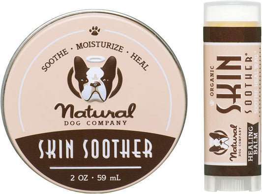 Natural Dog Company Skin Soother Bundle, Includes 2Oz Tin + 0.15Oz Stick, All Natural Healing Balm for Dogs, Relieves Dry, Itchy Skin, Treats Skin Irritations, Wounds, Hot Spots, Dermatitis