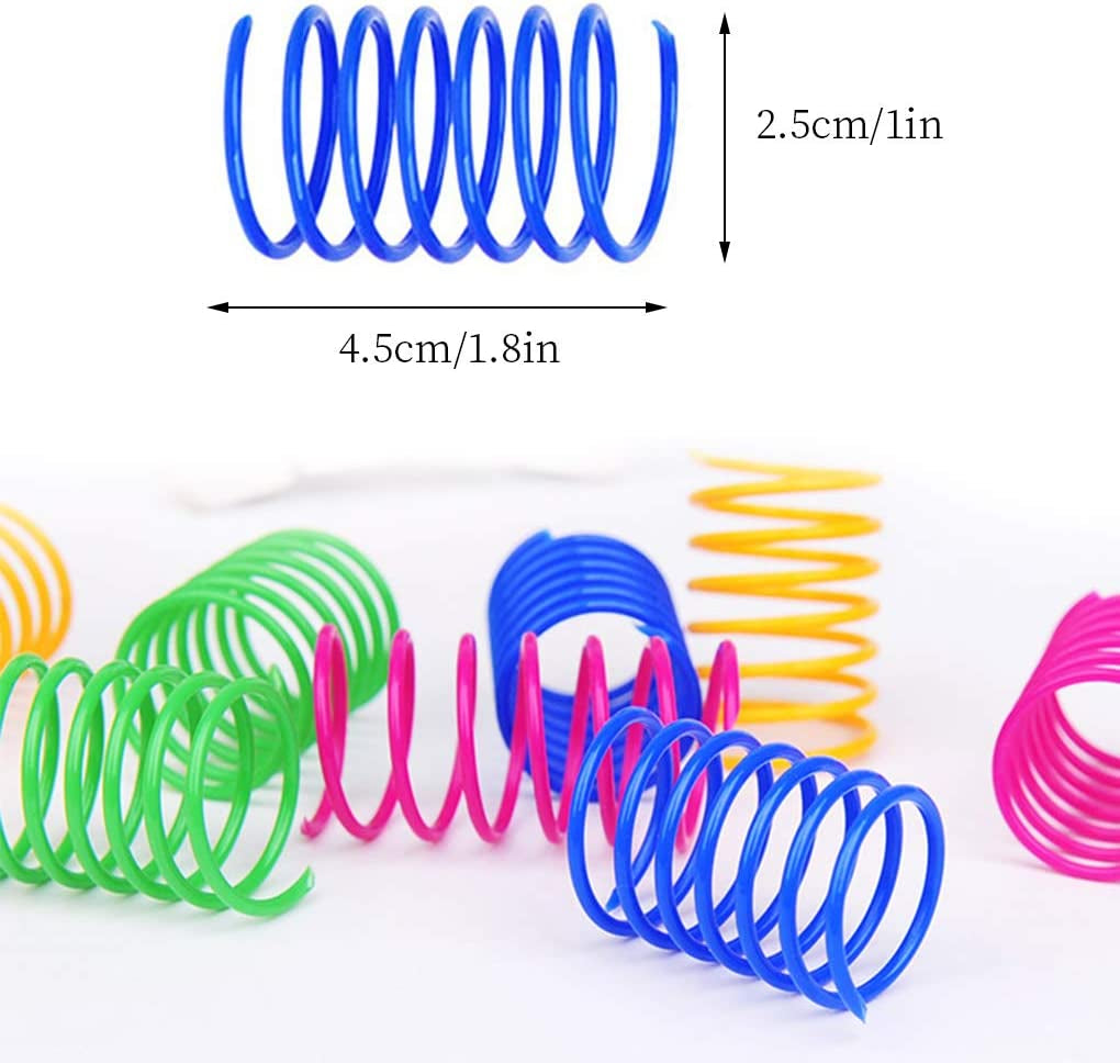 Andiker Cat Spiral Spring, 12 Pc Cat Creative Toy to Kill Time and Keep Fit Interactive Cat Toy Sturdy Heavy Plastic Spring Colorful Springs Cat Toy for Swatting, Biting, Hunting Kitten Toys