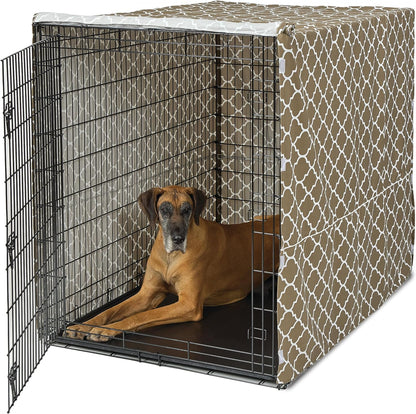 Midwest Homes for Pets Dog Crate Cover, Privacy Dog Crate Cover Fits Midwest Dog Crates, Crate Cover Only; Machine Wash & Dry; Brown Geo Print; 54 Inch