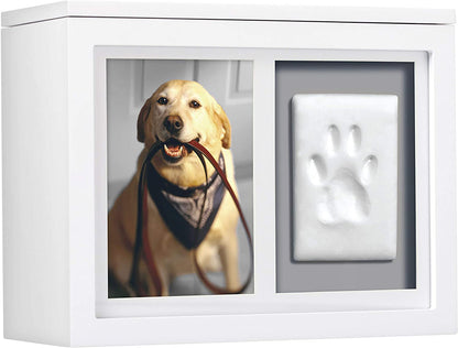 Pearhead Pet Photo Memory Box and Impression Kit for Dog or Cat Paw Print, Memorial Urn, White