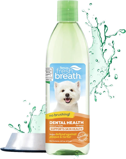 Tropiclean Fresh Breath Supports Skin Health | Dog Oral Care Water Additive | Dog Breath Freshener Additive for Dental Health | VOHC Certified | Made in the USA | 16 Oz