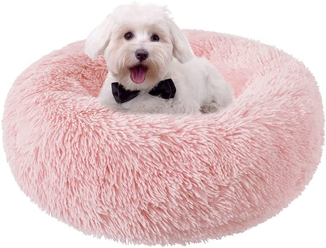 Dog Bed for Small Medium Large Dogs, 24 Inch Calming Dogs Bed, Washable-Round Cozy Soft Pet Bed for Puppy and Kitten with Slip-Resistant Bottom