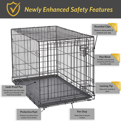 New World Newly Enhanced Single Door New World Dog Crate, Includes Leak-Proof Pan, Floor Protecting Feet, & New Patented Features, 48 Inch