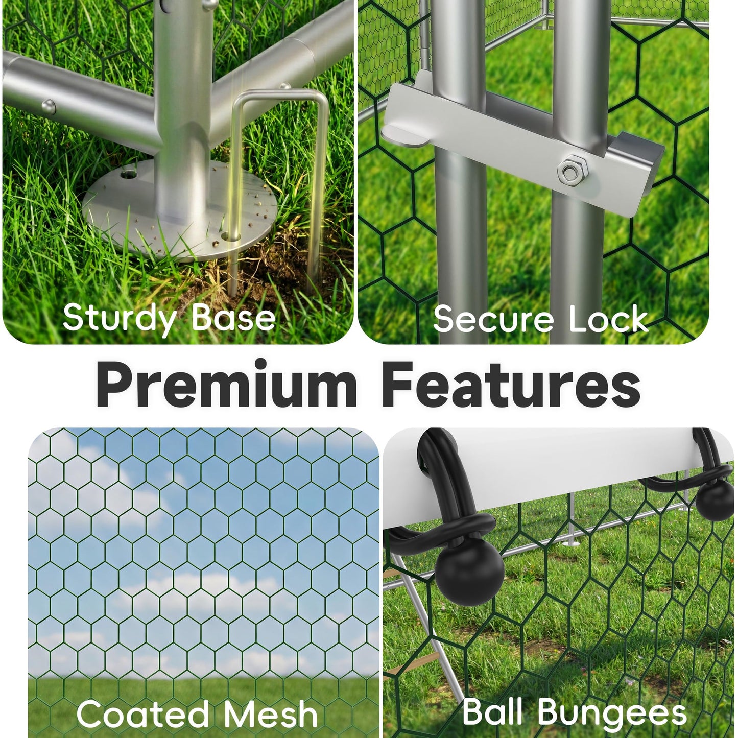 Large Metal Chicken Coop with Run for Yard with Waterproof &Anti-UV Cover,19.7 x 10 x 6.4ft Outdoor Walk-in Poultry Cage Chicken Run Pen with Roosting Perch, Hen Duck Rabbit House