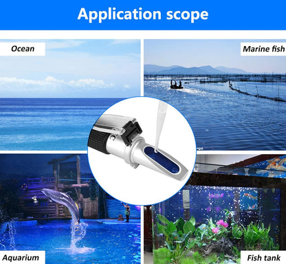 Salinity Refractometer for Seawater Marine Fishkeeping Aquarium 0-100PPT & 1.000-1.070 Salinity Hydrometer Salinity Tester with with Automatic Temperature Compensation (ATC)