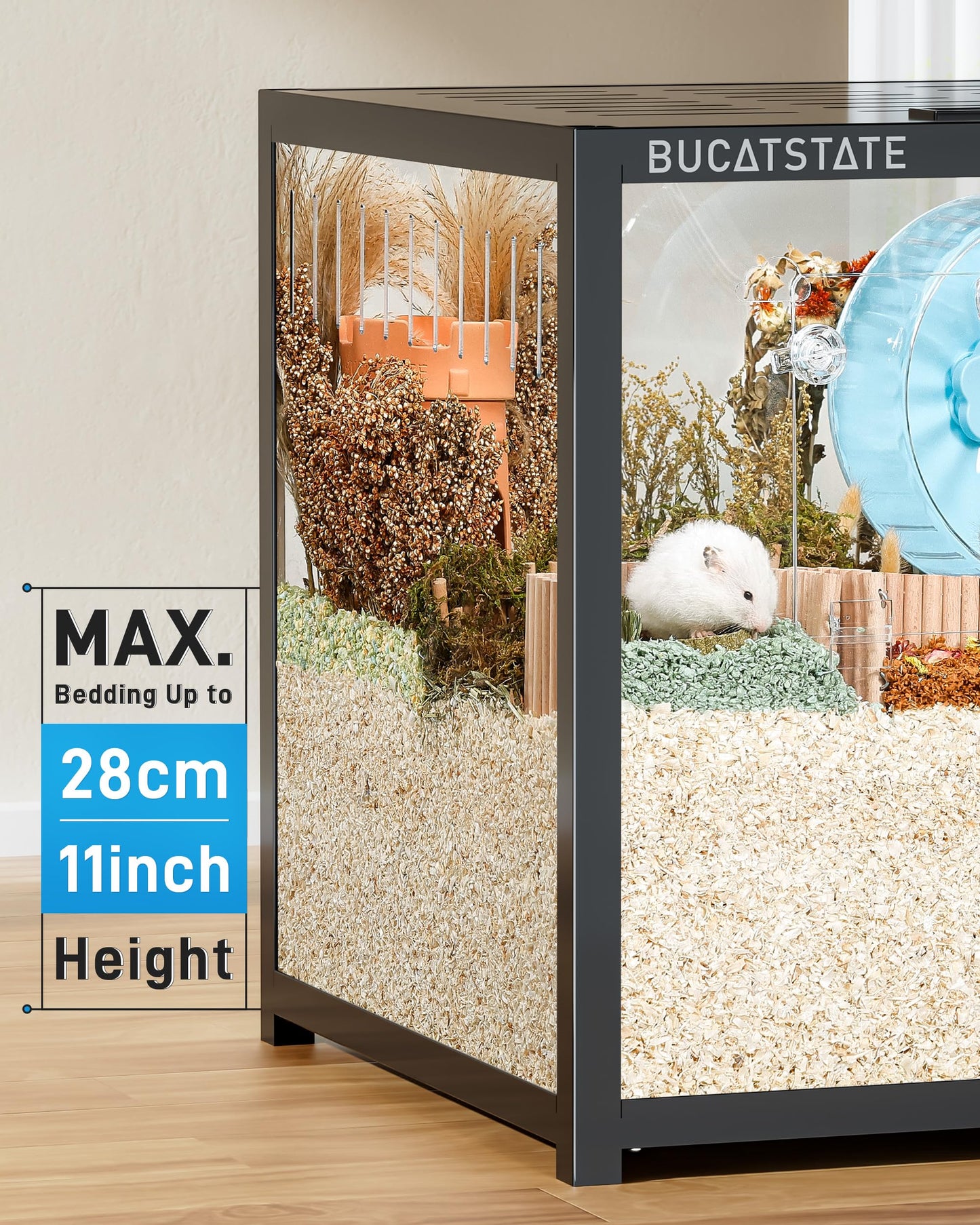 BUCATSTATE Hamster Cage Metal 3.0 - Chewproof Large Rat Cage Stackable with Top Access Easy Assemble 47L x 23.6W x 25.5H Inches Dwarf Syrian Hamster Tank for Gerbil Mouse (7.75 ft², Black)