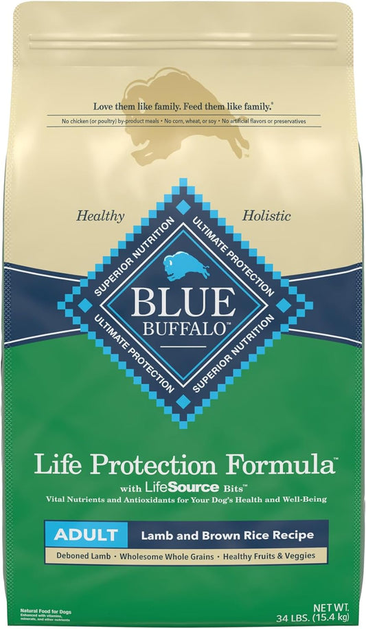 Blue Buffalo Life Protection Formula Natural Adult Dry Dog Food, Lamb and Brown Rice 34-Lb