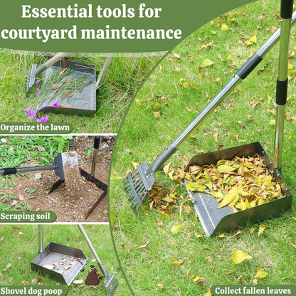 T2Y Pooper Scooper, 48'' Long Handle Dog Pooper Scooper, Adjustable Stainless Steel Rake & Extra Large Tray, Antirust & Durable Poop Scoopers for Yard, Lawn, Snowfield, Suitable for Multi-Dog Family