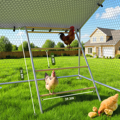 Large Metal Chicken Coop with Run for Yard with Waterproof &Anti-UV Cover,19.7 x 10 x 6.4ft Outdoor Walk-in Poultry Cage Chicken Run Pen with Roosting Perch, Hen Duck Rabbit House
